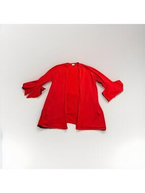 Chicos Women's Everyday Bell Sleeve Cardigan Sweater Red Sz 2 US L (A15)